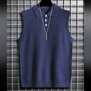 Men Solid Color Knit Vest, Spring And Autumn Back To School